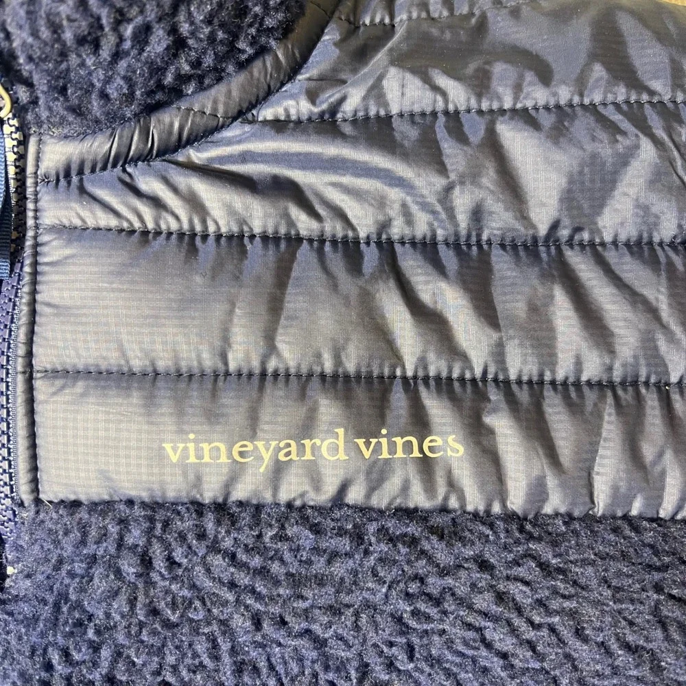 Vineyard Vines Boys Navy Blue Sherpa Fleece Full Zip Jacket Size Large 16
